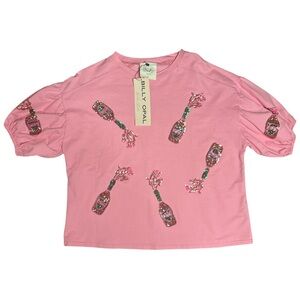 Pink boxy fit with puff sleeve detail Champaigne toast top size Medium